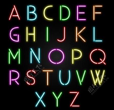 荧光英文字母图片