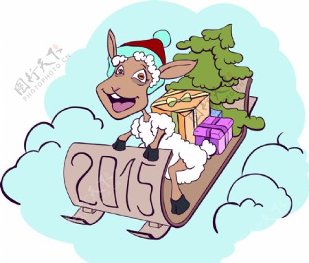圣诞卡通羊图片