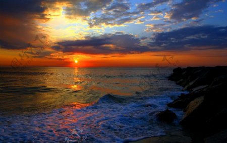 海洋夕阳美景图片