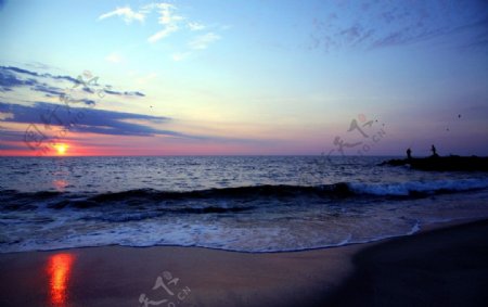 海岸落日美景图片