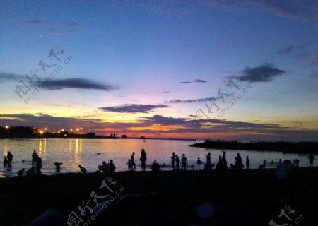 海口湾夕阳图片