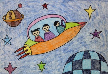 儿童画宇宙飞船图片