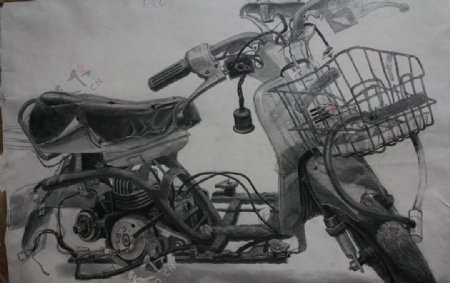 素描摩托车图片