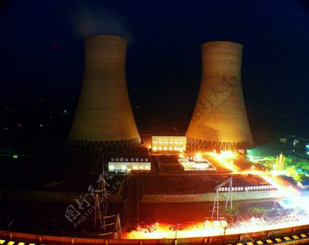 火电厂夜景图片
