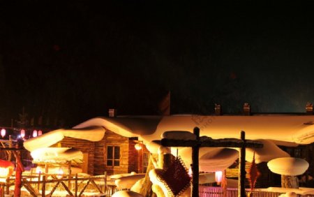 雪景夜景图片
