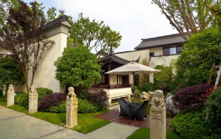 中式别墅小区庭院图片