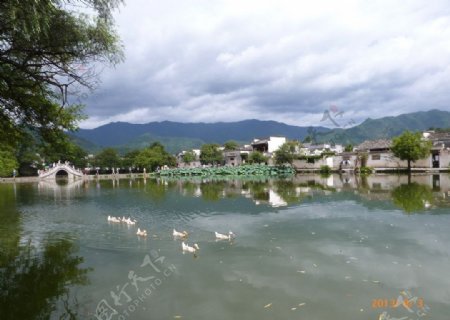 黄山宏村远景图片