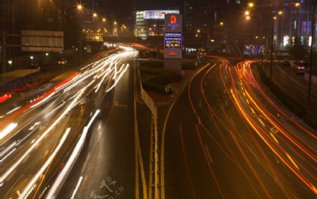 北京城市交通夜景图图片