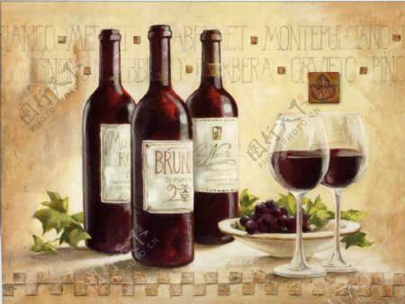 装饰画红葡萄酒图片