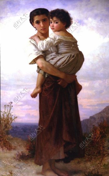 抱孩子的母亲图片