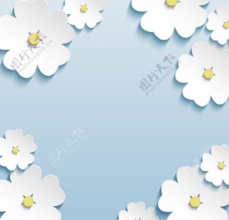 3d剪纸花卉背景图片
