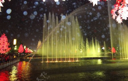 西安大雁塔喷泉图片