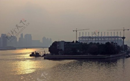 广州珠江夕阳西下图片