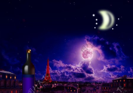 浪漫法国夜景图图片