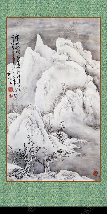 中国画水墨雪景图片