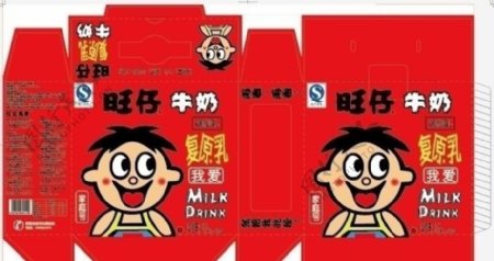 旺仔牛奶包装设计矢量图图片