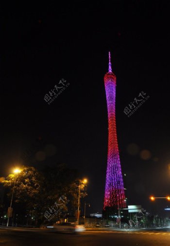 广州塔粉色LED图片