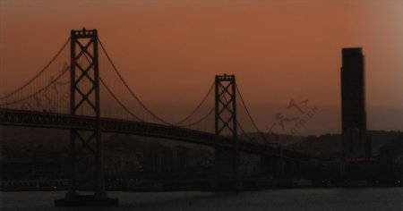 铁桥黄昏景色图片