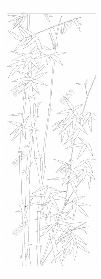梅兰竹菊白描线条竹图片