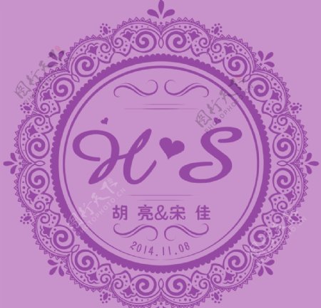 紫色婚礼logo图片