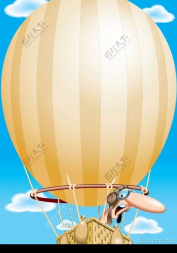 热气球上人物漫画图片