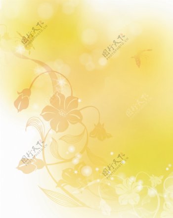 黄色花纹底纹图片
