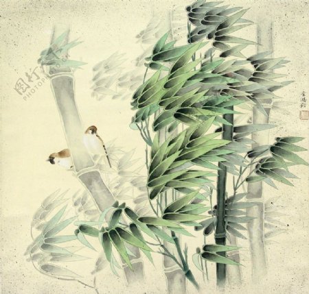 竹鸟图图片