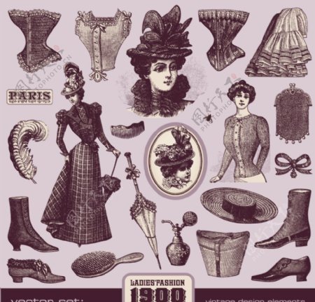 法国时尚时装裁缝矢量图片
