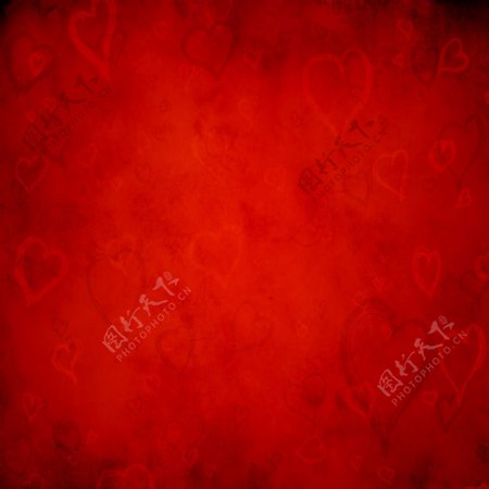 红色心形花纹图片