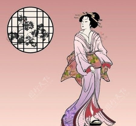 日本和服仕女图图片