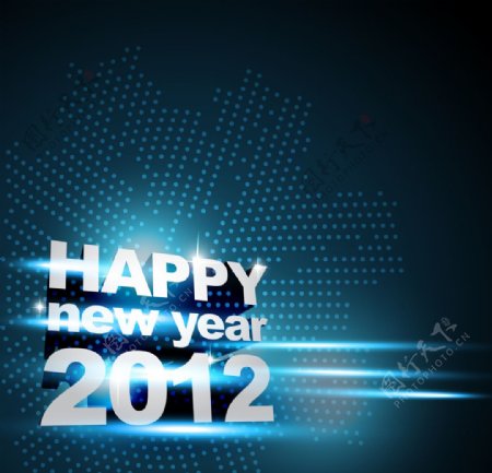 创意蓝色2012新年矢量背景图片