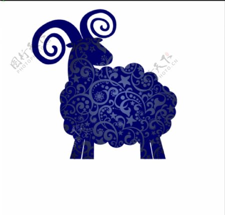 蓝色纹理羊图片