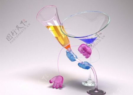 3D酒杯跳舞壁纸图片