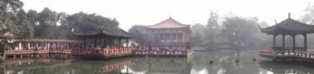 中式庭园水景宽屏图片