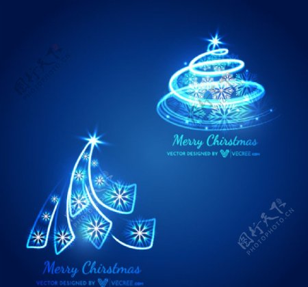 蓝色抽象圣诞树图片