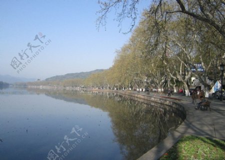 杭州西湖路边图图片