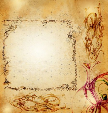 手绘古典花纹花边框底纹图片
