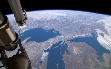 国际空间站拍摄地面图片大湖区