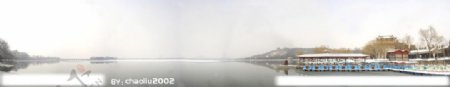 颐和园昆明湖雪景180度图片