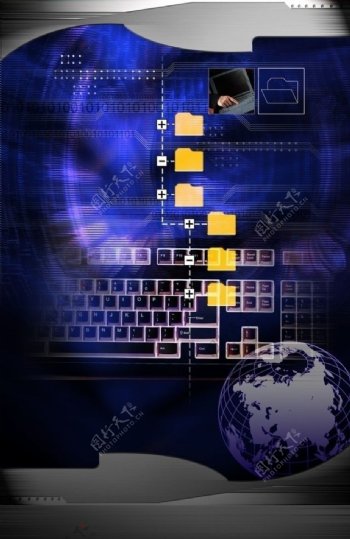 互联网时代地球键盘商务科技背景图片