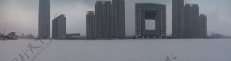 海河雪景图片