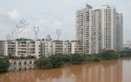 洪水中的合川图片