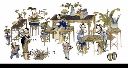 琴棋书画中国古典美女图图片