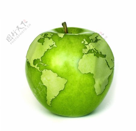 绿色苹果地球图片
