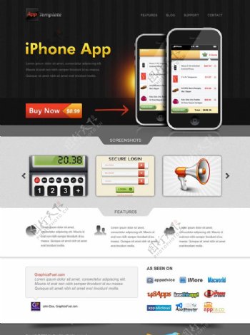 iPhoneApp网页模板图片