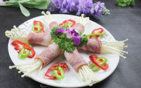 培根金针菇韩国料理图片