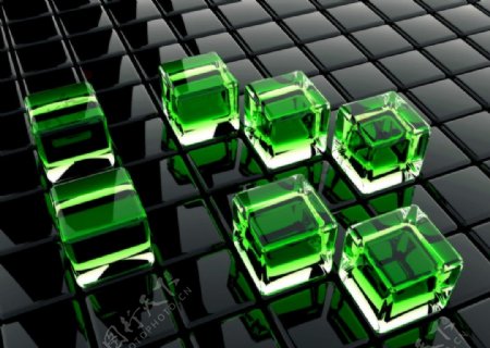3D绿色水晶方块设计图片