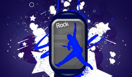 舞者摇滚ROCK人物剪影五角星个性电脑广告设计图片