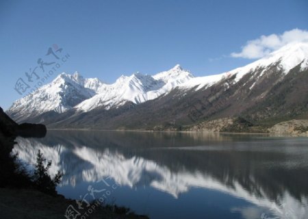西藏湖景雪山图片