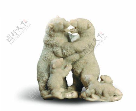 雕刻北极熊寿山石雕图片